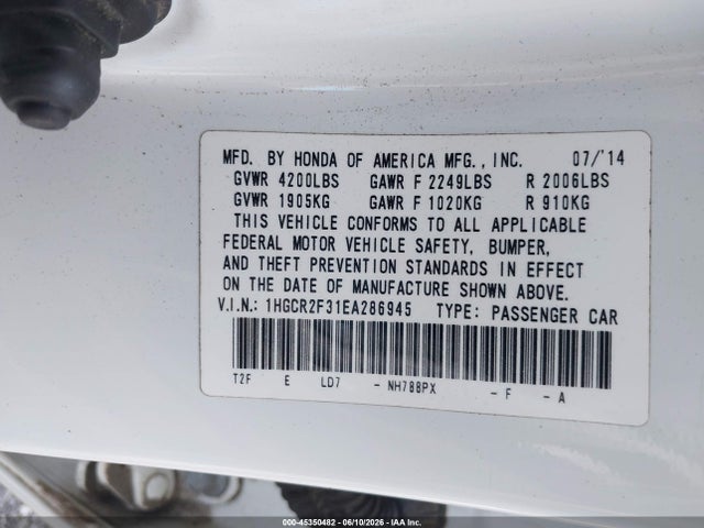 Honda ACCORD LX 2014 1HGCR2F31EA286945 Image 9
