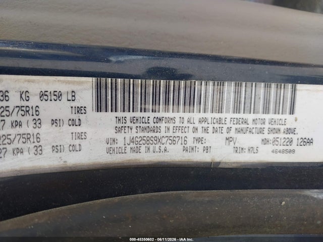 Продаж на аукціоні авто 1999 Jeep Grand Cherokee Laredo, vin: 1J4G258S9XC756716, номер лоту: 45350602