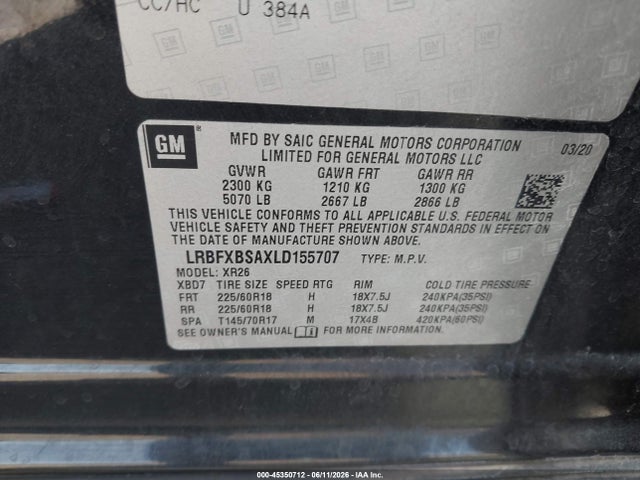 Buick Envision Fwd Preferred 2020 LRBFXBSAXLD155707 Image 9