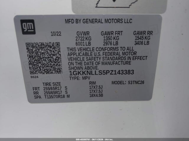 Продаж на аукціоні авто 2023 Gmc Acadia Awd At4, vin: 1GKKNLLS5PZ143383, номер лоту: 45350761