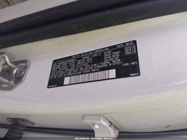 Aukcja sprzedaży 2021 Volvo Xc90 Recharge Plug-in Hybrid T8 Inscription 6 Passenger, vin: YV4BR00L0M1683663, numer aukcji: 45350786