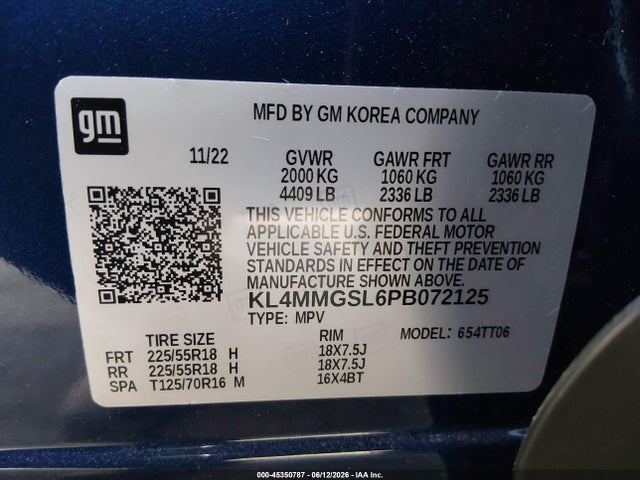 45350787 :رقم المزاد ، KL4MMGSL6PB072125 vin ، 2023 Buick Encore Gx Essence Awd مزاد بيع