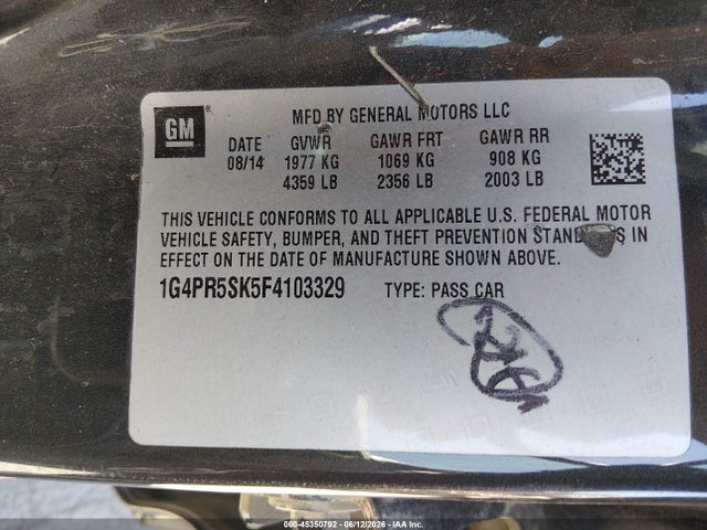 Aukcja sprzedaży 2015 Buick Verano Convenience Group, vin: 1G4PR5SK5F4103329, numer aukcji: 45350792