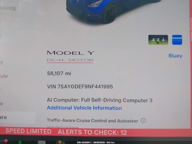 7SAYGDEF9NF441995 Tesla Model Y Performance Dual Motor All-wheel Drive