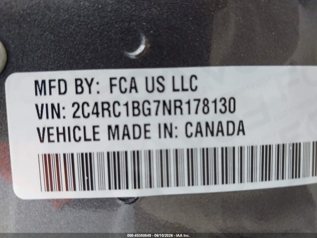 2022 Chrysler Pacifica Touring L მანქანა იყიდება აუქციონზე, vin: 2C4RC1BG7NR178130, აუქციონის ნომერი: 45350849