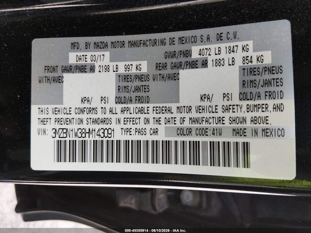 3MZBN1W38HM143091 Mazda Mazda3 Grand Touring