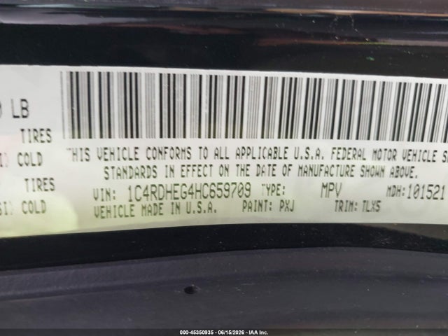 45350935 :رقم المزاد ، 1C4RDHEG4HC659709 vin ، 2017 Dodge Durango Citadel Rwd مزاد بيع