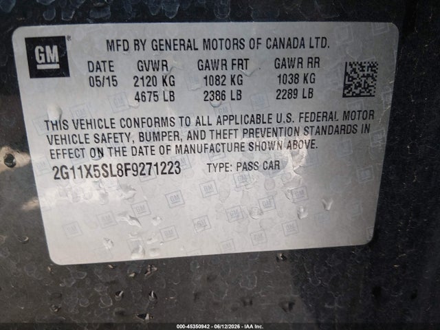 Chevrolet Impala 1fl 2015 2G11X5SL8F9271223 Image 9