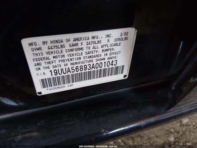 Aukcja sprzedaży 2003 Acura Tl 3.2 Type S, vin: 19UUA56893A001043, numer aukcji: 45350965