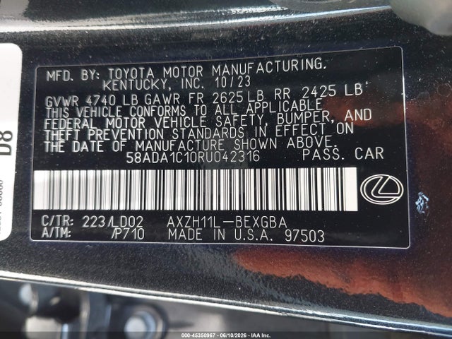 Lexus ES 300H 2024 58ADA1C10RU042316 Image 9