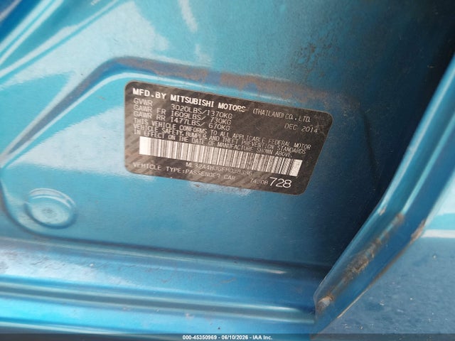 Продаж на аукціоні авто 2015 Mitsubishi Mirage Es/rf, vin: ML32A4HJ6FH038386, номер лоту: 45350969