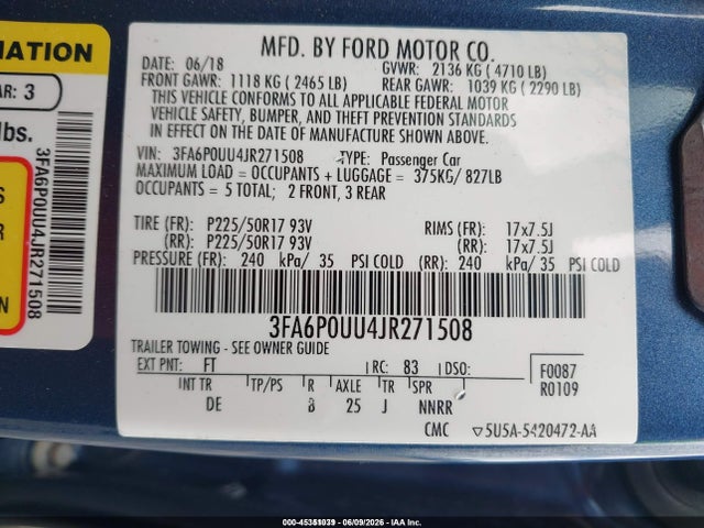 3FA6P0UU4JR271508 Ford Fusion Hybrid S