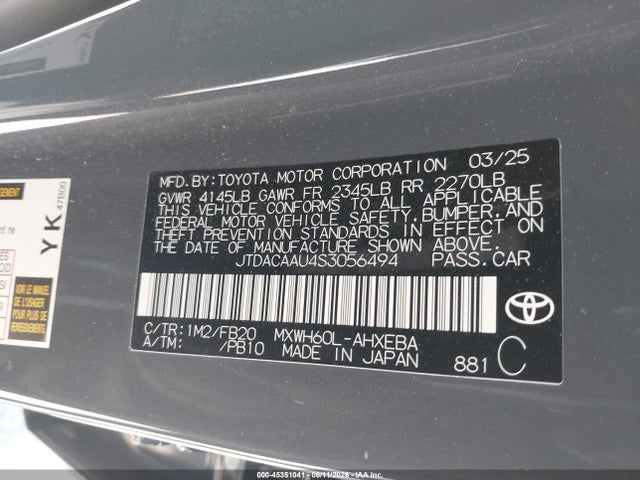 Toyota Prius Le 2025 JTDACAAU4S3056494 Image 9