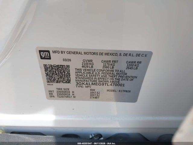 45351047 :رقم المزاد ، 3GKALMEG9TL470001 vin ، 2026 Gmc Terrain Fwd Elevation مزاد بيع