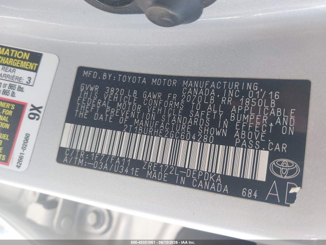 Toyota COROLLA L 2016 2T1BURHE2GC604280 Image 9