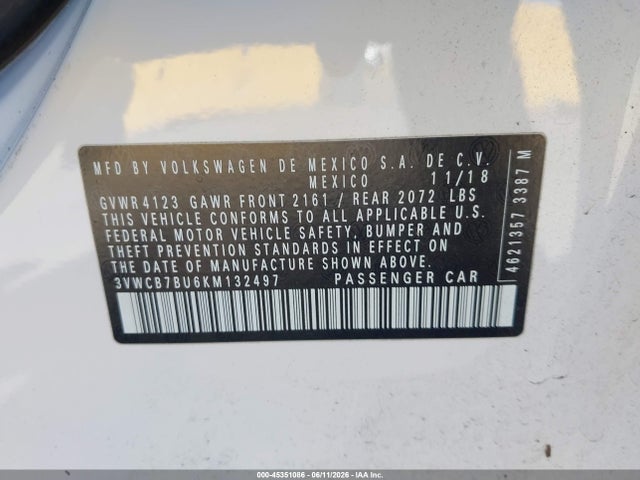 3VWCB7BU6KM132497 Volkswagen Jetta 1.4t R-line/1.4t S/1.4t Se