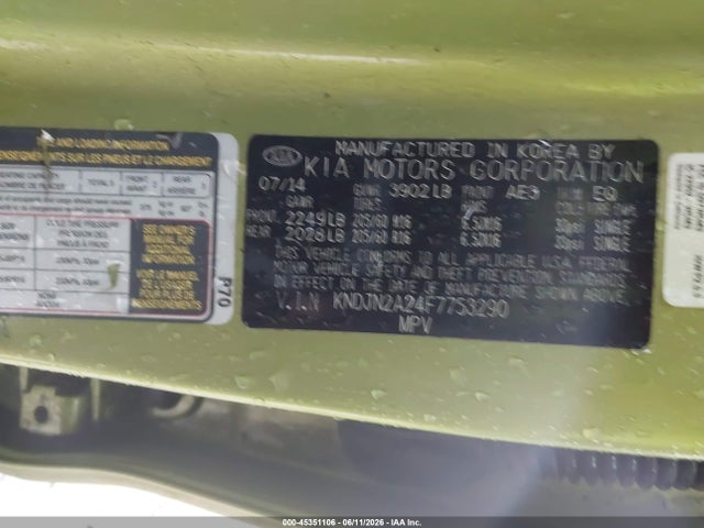 Продаж на аукціоні авто 2015 Kia Soul !, vin: KNDJN2A24F7753290, номер лоту: 45351106