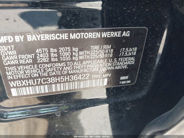 Продаж на аукціоні авто 2017 Bmw X1 Sdrive28i, vin: WBXHU7C38H5H36422, номер лоту: 45351124