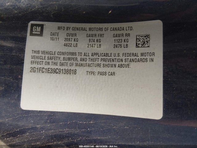 Продаж на аукціоні авто 2012 Chevrolet Camaro 2lt, vin: 2G1FC1E39C9138018, номер лоту: 45351148