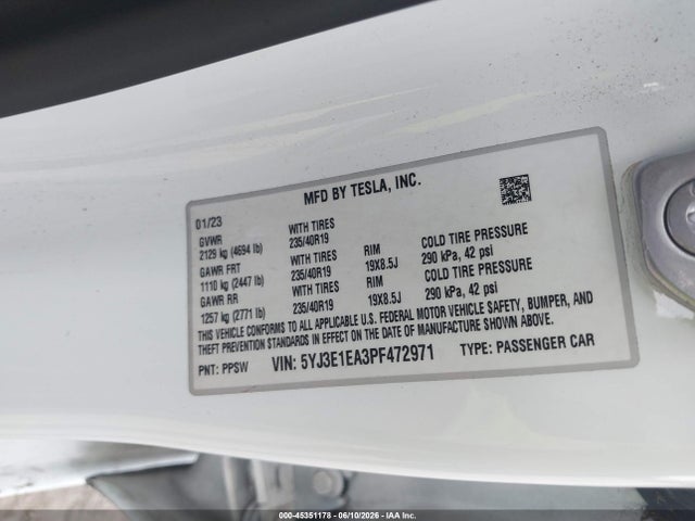 Tesla Model 3 Rear-wheel Drive 2023 5YJ3E1EA3PF472971 Image 9