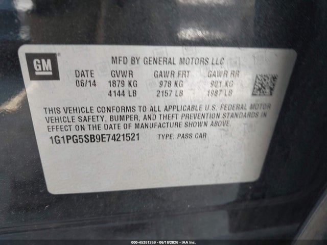 1G1PG5SB9E7421521 Chevrolet CRUZE LTZ
