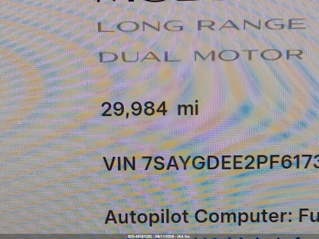 45351292 :رقم المزاد ، 7SAYGDEE2PF617330 vin ، 2023 Tesla Model Y Awd/long Range Dual Motor All-wheel Drive مزاد بيع