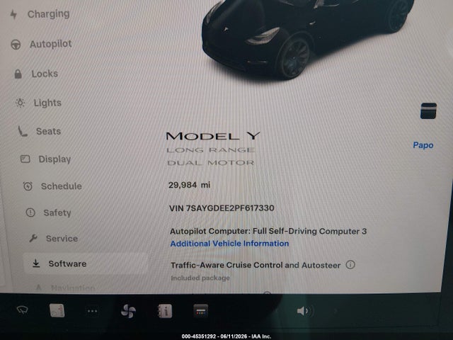45351292 :رقم المزاد ، 7SAYGDEE2PF617330 vin ، 2023 Tesla Model Y Awd/long Range Dual Motor All-wheel Drive مزاد بيع