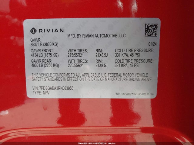 Rivian R1s Adventure Quad Motor Large Pack 2024 7PDSGABA3RN033955 Image 9