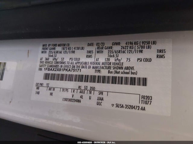Ford Transit-350 Passenger Van Xl 2023 1FBAX2X81PKA75171 Image 9