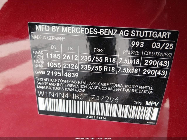Продажа на аукционе авто 2026 Mercedes-benz Gla 250 4matic, vin: W1N4N4HB0TJ747296, номер лота: 45351462