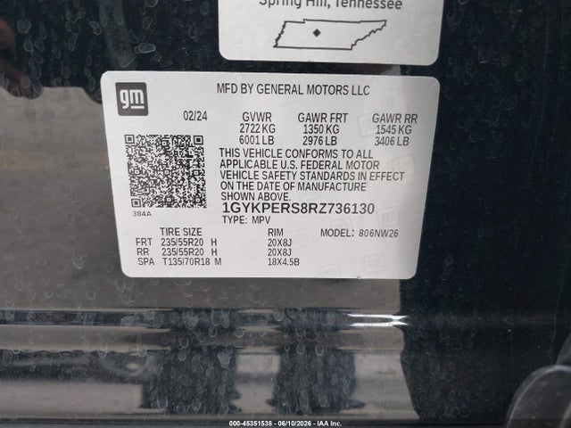 1GYKPERS8RZ736130 Cadillac Xt6 Fwd Premium Luxury