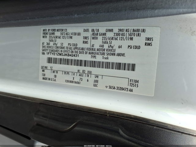 Auction sale of the 2018 Ford Transit-150, vin: 1FTYE1ZM3JKB42431, lot number: 45351556