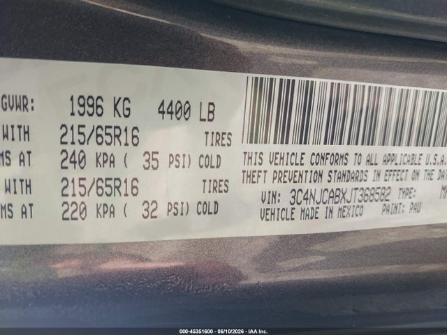 Auction sale of the 2018 Jeep Compass Sport Fwd, vin: 3C4NJCABXJT368582, lot number: 45351600