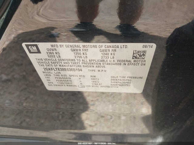 2GKFLTE38E6365194 GMC Terrain Slt-2
