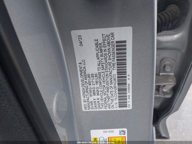 Aukcja sprzedaży 2023 Acura Integra, vin: 19UDE4H28PA028070, numer aukcji: 45351708