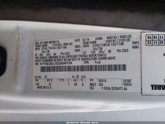 Ford E-250 Commercial 2014 1FTNE2EL1EDA56728 Image 9