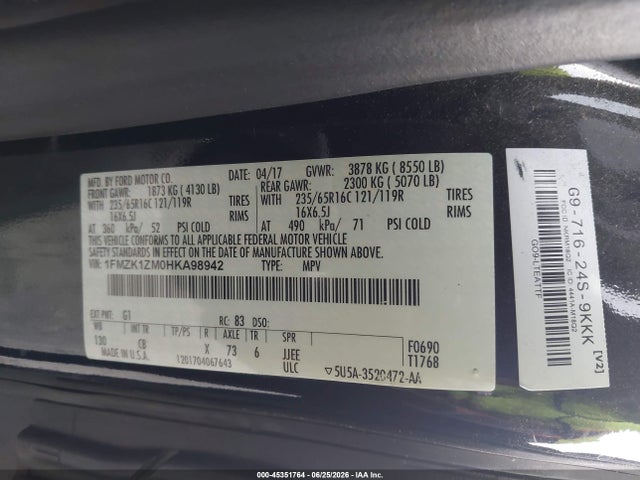 1FMZK1ZM0HKA98942 Ford Transit-150 Xl