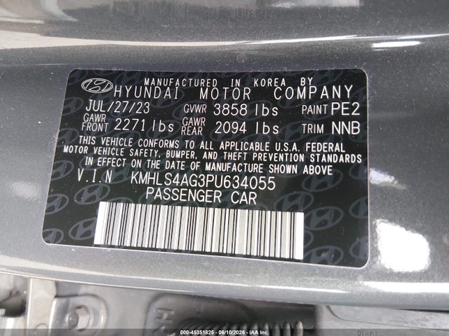 KMHLS4AG3PU634055 Hyundai ELANTRA SEL