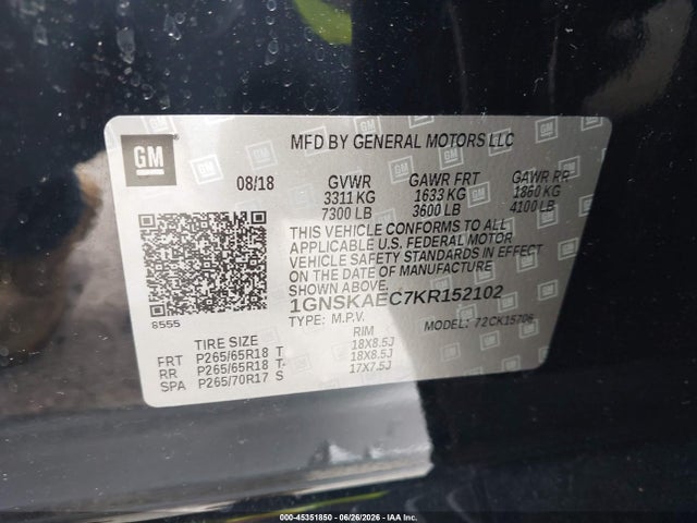 Chevrolet Tahoe Ls 2019 1GNSKAEC7KR152102 Image 9