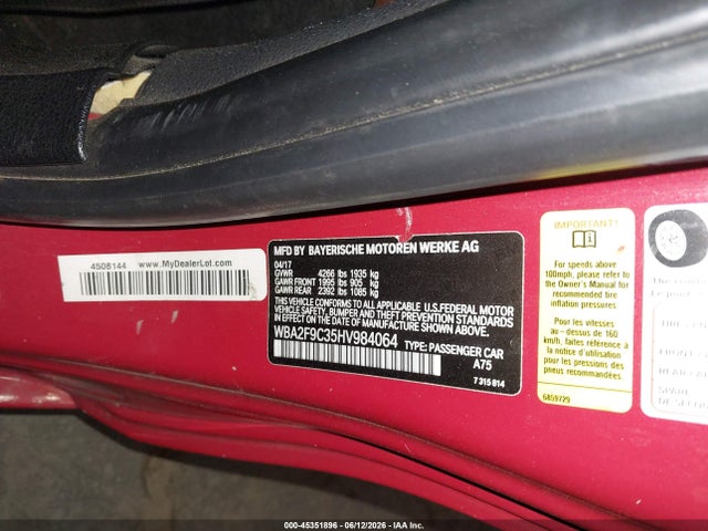 Продаж на аукціоні авто 2017 Bmw 230i, vin: WBA2F9C35HV984064, номер лоту: 45351896