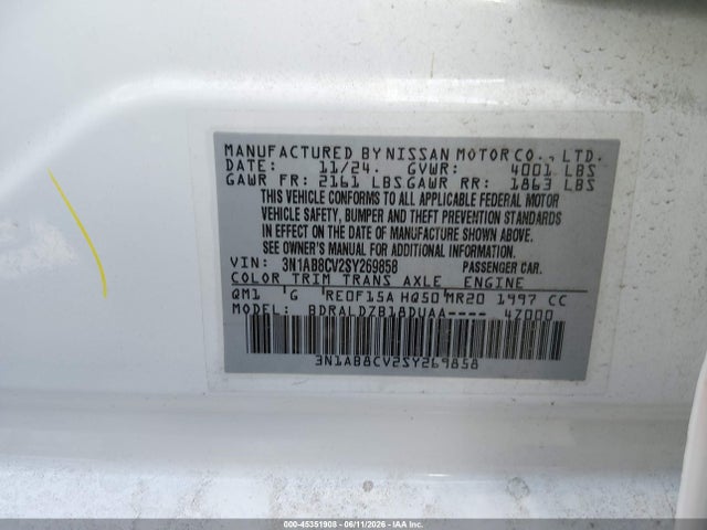 Nissan SENTRA SV 2025 3N1AB8CV2SY269858 Image 9