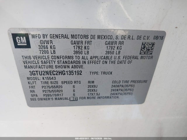 GMC Sierra 1500 Slt 2017 3GTU2NEC2HG135192 Image 9