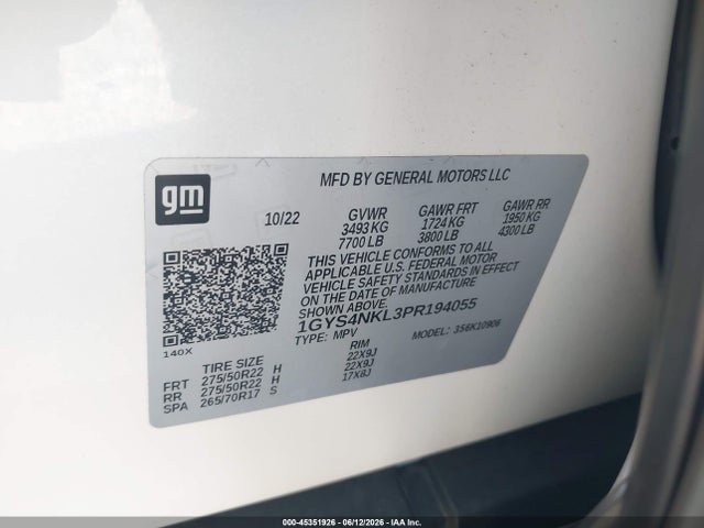 Продажа на аукционе авто 2023 Cadillac Escalade Esv 4wd Sport, vin: 1GYS4NKL3PR194055, номер лота: 45351926