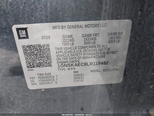 Chevrolet Tahoe 4wd Ls 2020 1GNSKAEC8LR119482 Image 9