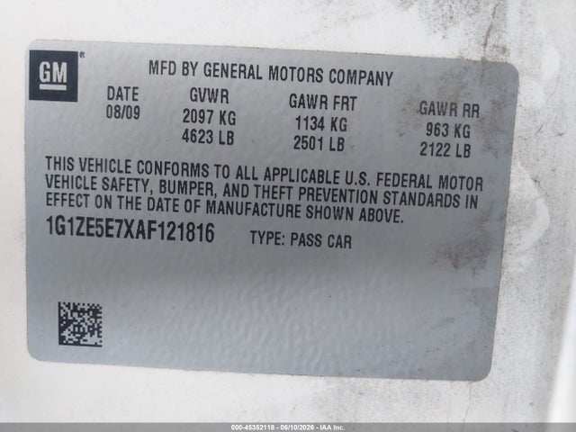 45352118 :رقم المزاد ، 1G1ZE5E7XAF121816 vin ، 2010 Chevrolet Malibu Ltz مزاد بيع