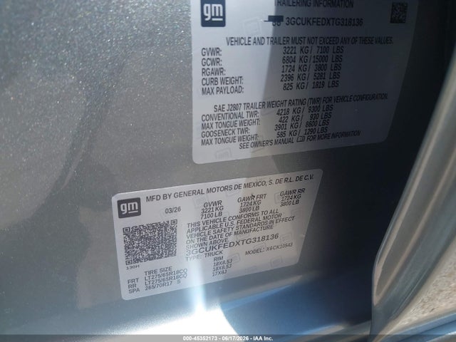 Aukcja sprzedaży 2026 Chevrolet Silverado 1500 4wd  Short Bed Lt Trail Boss, vin: 3GCUKFEDXTG318136, numer aukcji: 45352173