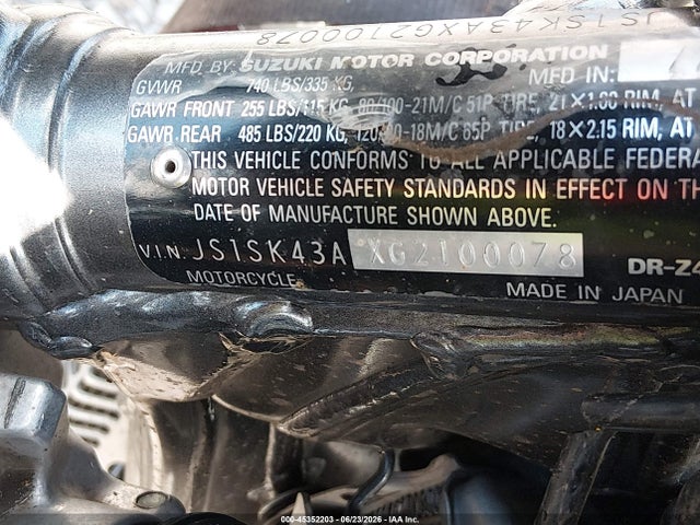 Suzuki Dr-z400 S 2016 JS1SK43AXG2100078 Image 10