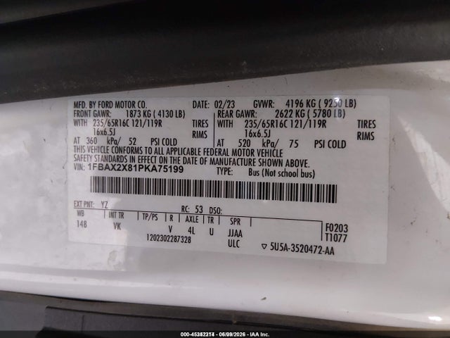 1FBAX2X81PKA75199 Ford Transit-350 Passenger Van Xl