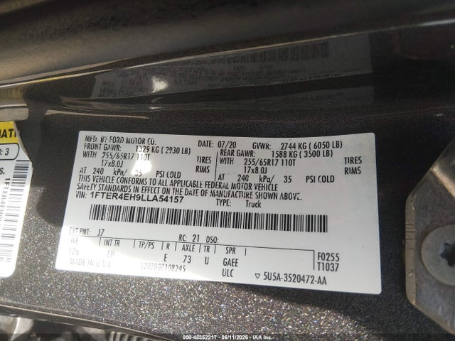 Aukcja sprzedaży 2020 Ford Ranger Xl, vin: 1FTER4EH9LLA54157, numer aukcji: 45352217