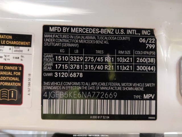 4JGFB5KE6NA772669 Mercedes-Benz Gle 450 4matic